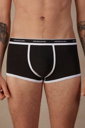 Boxer Barbati Intimissimi Natural Fresh Supima® Bumbac with Logo Negrii Albi | RO HK2667