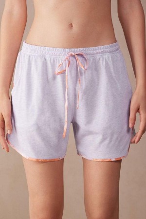 Pijama Dama Intimissimi Iris and Apricot Supima® Ultrafresh Bumbac Shorts Violet | RO OR1956