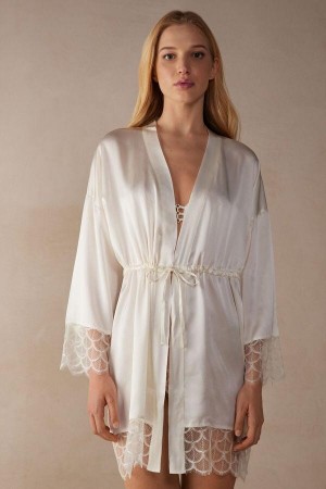 Pijama Dama Intimissimi Pure Charme Silk Kimono Albi | RO HK2197