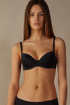 Sutiene Dama Intimissimi Sofia Microfiber Căptușită Balconette Negrii | RO UT1122